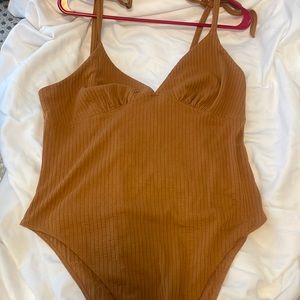 Wild Fable bodysuit with tie shoulder detail; size L